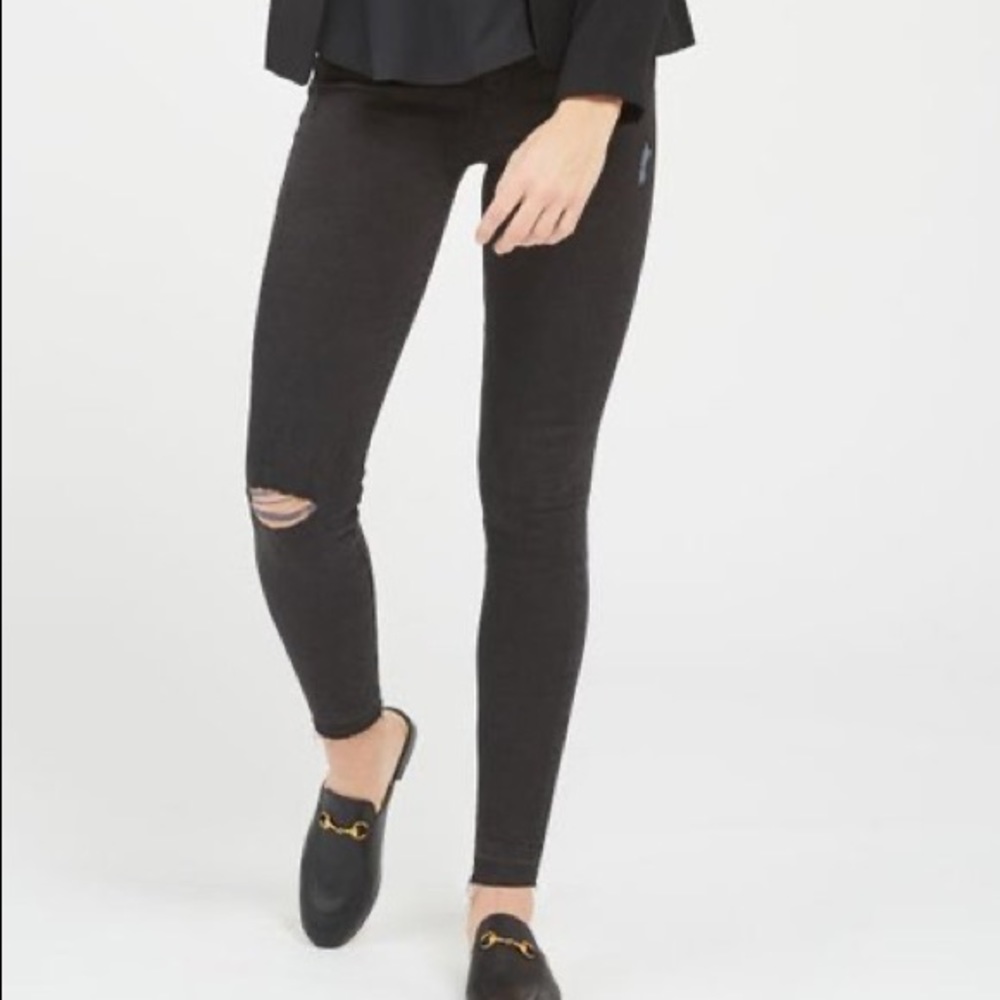 SPANX XL Distressed Skinny Jeans - Vintage Black